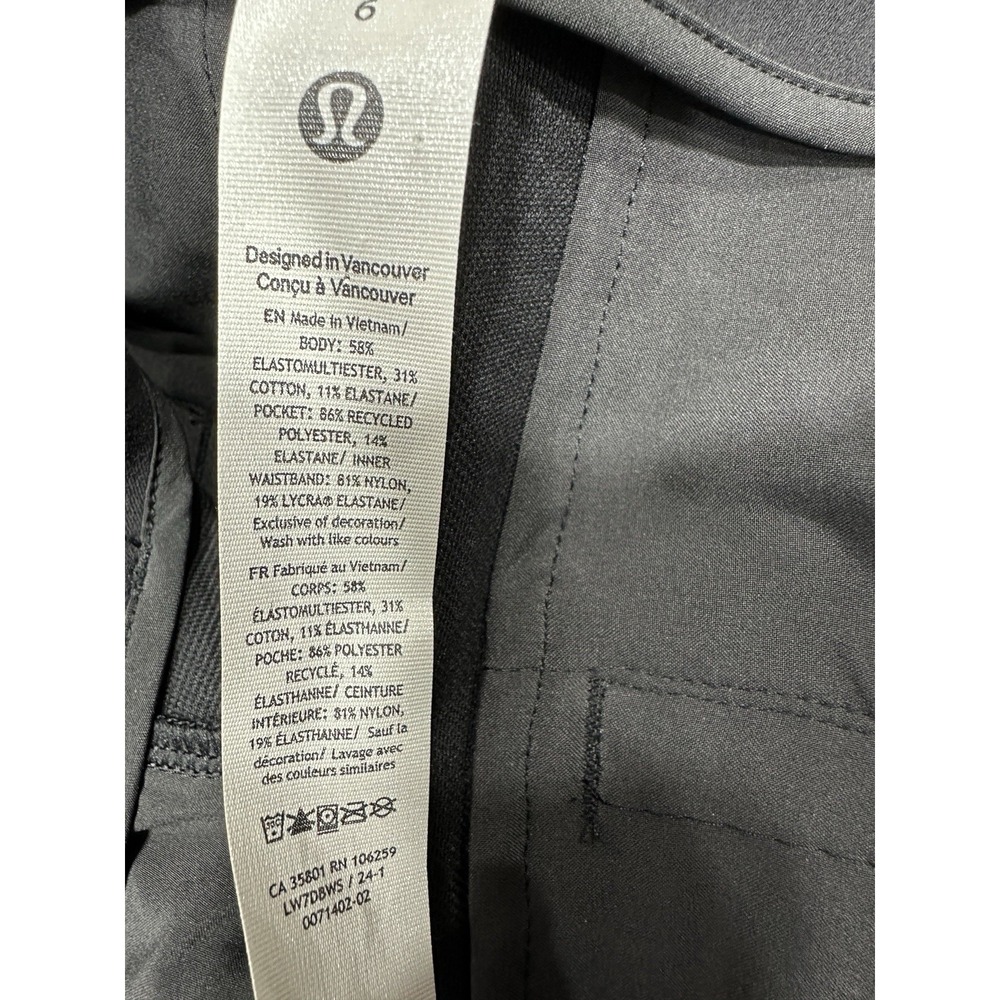 Lululemon Shorts Women's Size 6 Black Tailored Stretch Dressy Pockets Zip Cotton - Picture 9 of 9